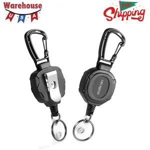 2 Pack Retractable Keychain Heavy Duty Carabiner Badge Holder