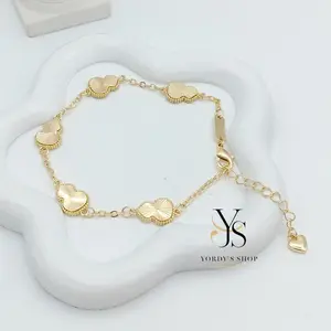 Yordy's Shop Delicate Gold Pear Drop Handle Bracelet Adjustable 14k Gold Plated Lightweight High Quality 6.5 Inches Length with Extension 7.5 Inches