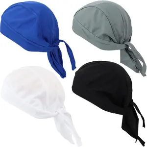 4 Pack Head Wraps Cycling Caps Dew Rag Skull Caps Beanie Cap Do Rags, Pirate Hats, Doo Rag, Durag Bandana
