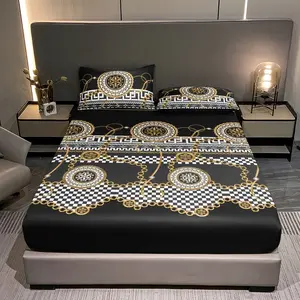 3-piece set of European style architectural printed bedding (bed sheet, pillow), including 1 elastic fit bed sheet and 2 pillowcases, soft and easy to care for, suitable for decoration all year round.