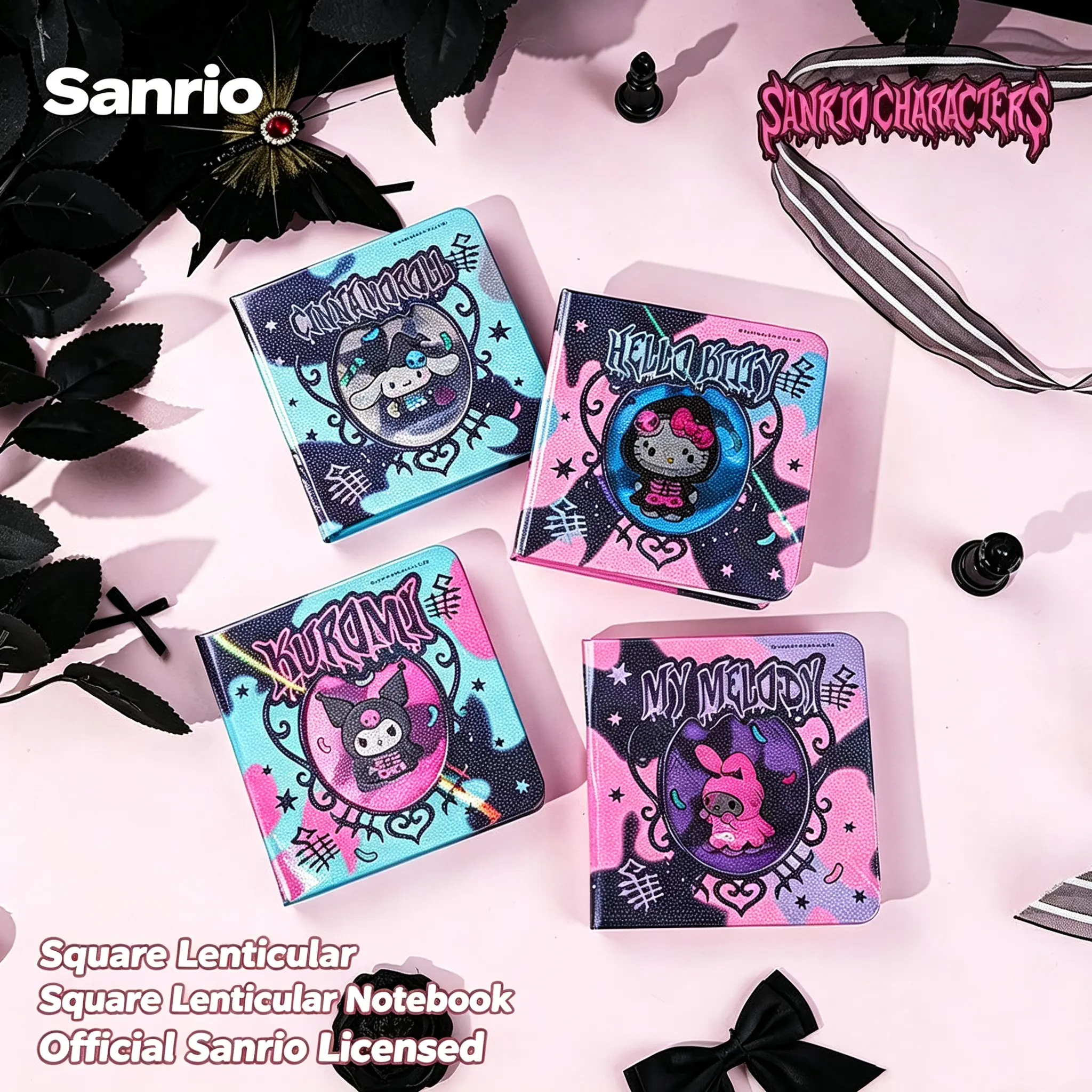 Sanrio Halloween Square Lenticular Notebook Lined Journal Portable Changing Image Notepad Cute Gift