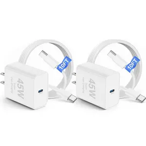 2Pack 45W iPhone 17 16 15 Charger Fast Charging,USB C Super Fast Charger Block and Long Type C to C Cable Cord 10ft for Apple iPhone 17 Pro Max/17 Air/16 Pro/16 Pro Max/15 Plus/15 Pro/iPad Plug Cube