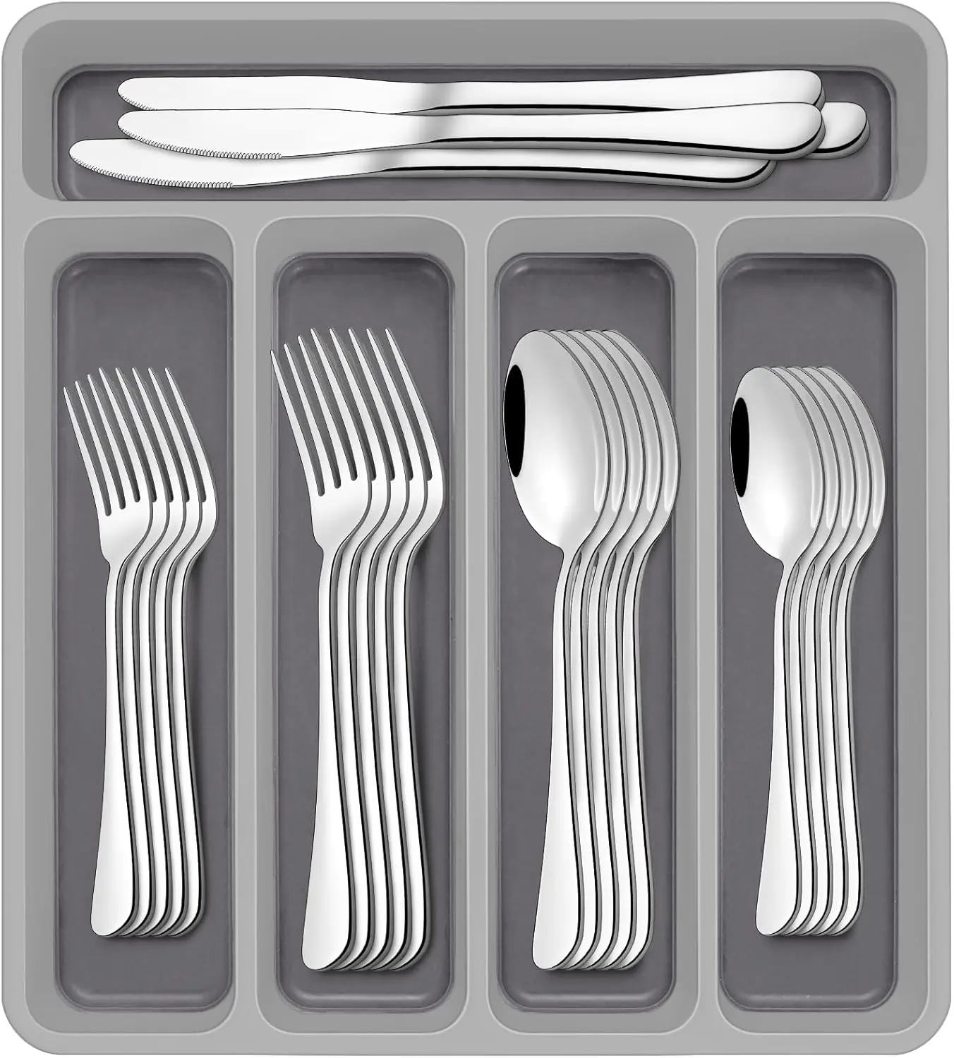 60pcs Stainless Steel Silverware Set with organizer ,Mirror Polishing Cutlery Set For 12，Flatware Utensils sets Including Knive，Fork，Spoon, Suitable For Restaurant And Hotels, Dishwasher Safe Eating Utensils Set  tableware