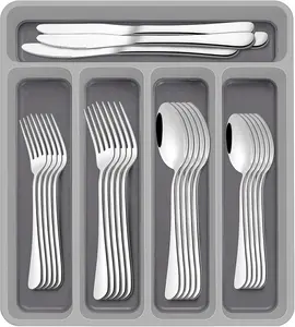 60pcs Stainless Steel Silverware Set with organizer ,Mirror Polishing Cutlery Set For 12，Flatware Utensils sets Including Knive，Fork，Spoon, Suitable For Restaurant And Hotels, Dishwasher Safe Eating Utensils Set