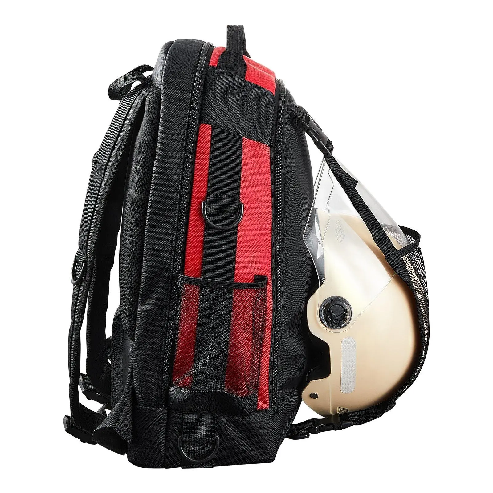 Welding Backpack, 25.2L 1680D High-Density Polyester Tool & Helmet Storage Pack with Helmet Bag, Multi-Purpose Functional Backpack for Welding, Outdoor Camping