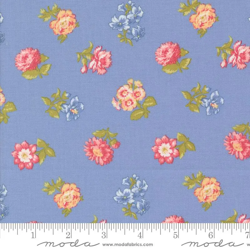 Fabric Moda Blue Field Floral Memory Lane by the Quarter Yard 18781-15