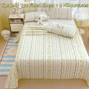 Old-Fashioned Coarse Linen Summer Bed Sheets | Natural Cotton Cooling Mat Alternative, Fitted Sheet + 2 Pillowcases, Moisture-Wicking, Breathable Sheets, Soft After Washing