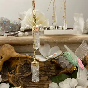 Double Lariat Quartz Points Necklace