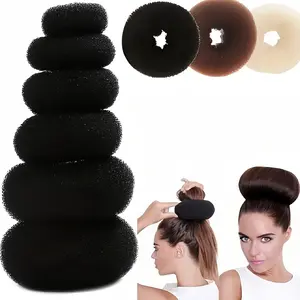 3pcs Elegant Plastic Hair Donut Buns - Stylish DIY Women'S Hairstyle Accessory for Daily Use, Available in Black, Brown, and Beige, Perfect for Casual and Formal Occasions, Stylish Hair Accessory | Playful Accessory | Durable Plastic, Hair Donuts
