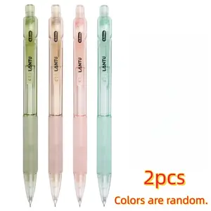 2-Pack 0.5mm Automatic Pencils, Student Activity Pencils, High-Profile Simple Design, Soft Rubber Grip, Office & School Gifts, Random Colors, Creative Stationery