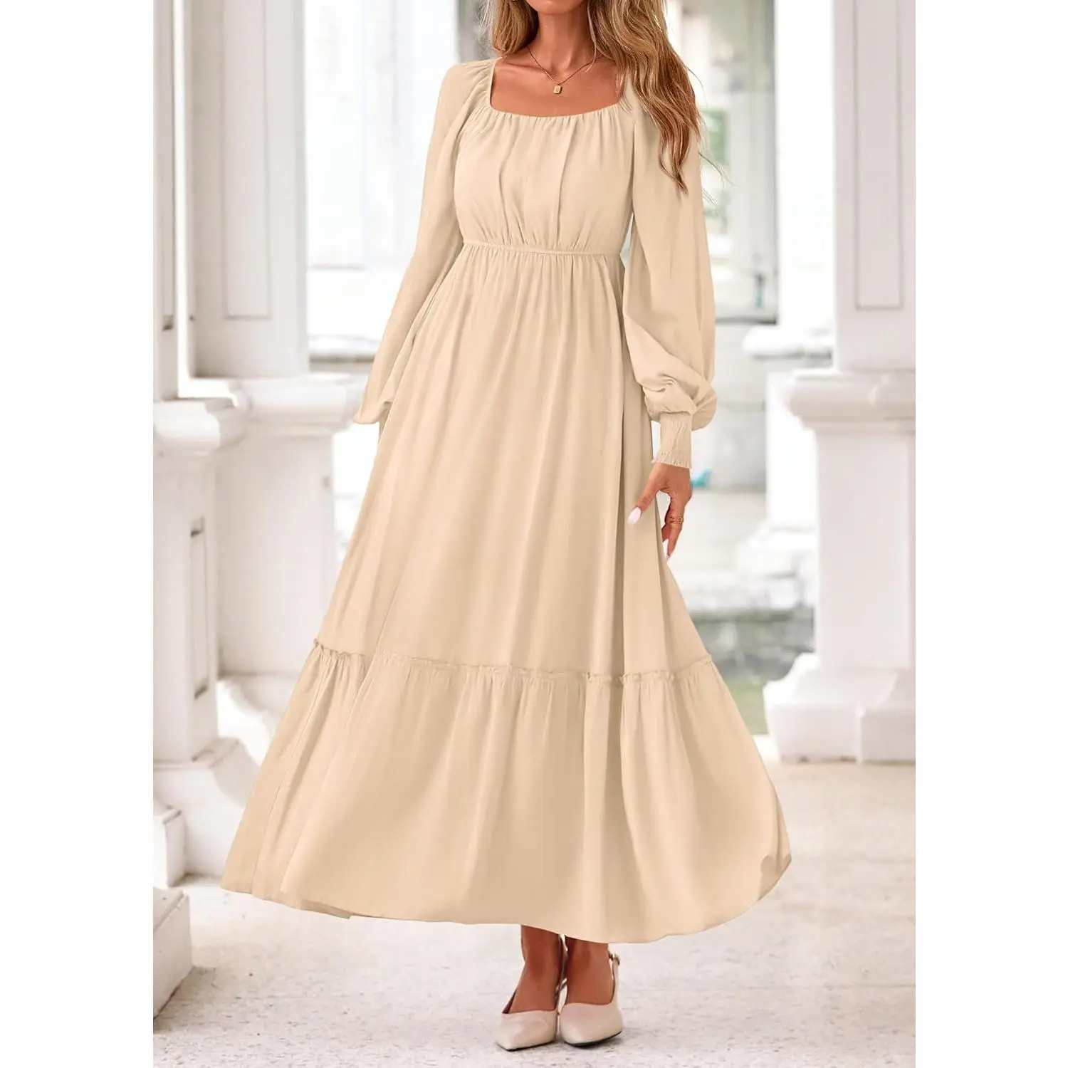 empire waist flowy dress Empire Waist Maxi Chiffon Evening Dress for Women main image 0