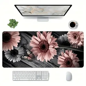 Flower Pattern Mouse Pad, Rectangle Gaming Mouse Pad, Non-Slip Desktop Mousepad, Office Computer Keyboard Mouse Mat for Home Office Game Room Desk