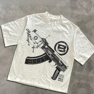 EMCGICC Men's Y2k 230 Pure Cotton Short-Sleeve Round Neck T-Shirt - Menswear Top, Retro Graphic Funny Letter Printing, Avant-Garde Streetwear Hem Fabric, Summer Casual Wear for Street Festivals