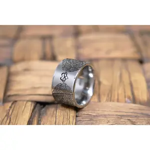 Fingerprint Ring | Mens Wedding Band, Couple Wedding Ring, Memorial Ring