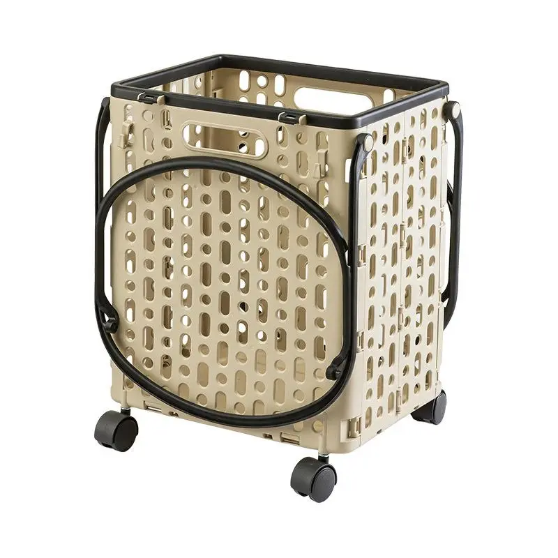 Wide-Handle Folding Shopping Cart - 21L Large-Capacity Portable Household Storage Basket, Suitable for Home, Supermarket Use