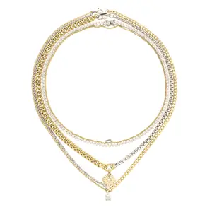 MIX TENNIS COMPASS LAYERED NECKLACE SET