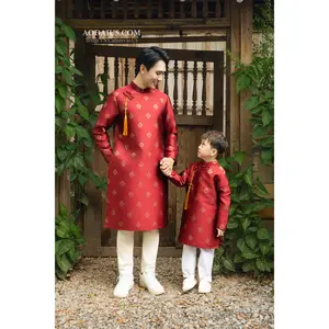 Crimson Dynasty Father Son Matching Áo Dài O16