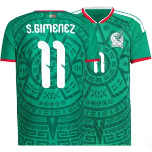 Retro Mexico National Team #11 S.Gimenez Soccer Jersey | Aztec Calendar Green Football Shirt | Seleccion Mexicana Fan Gift