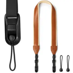 C Coiro Padded Leather Camera Strap with Quick Release, Configurable as Sling, Neck Adjustable DSLR SLR Camera Shoulder Strap for Photographers