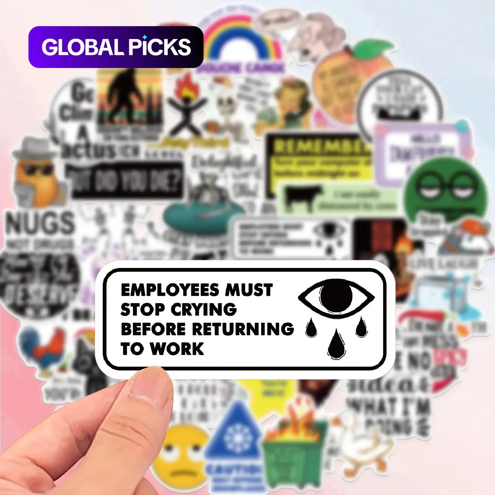 Humorous Vinyl Stickers, 50pcs Reusable Work Stickers, Funny Stickers for Laptop, Luggage & Notebook, Fun Stickers, Sticker Packs #GLOBAL PICKS