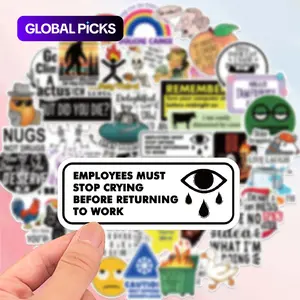 Humorous Vinyl Sticker, 50pcs Reusable Work Sticker, Funny Sticker for Laptop, Luggage, Notebook, Fun Stickers