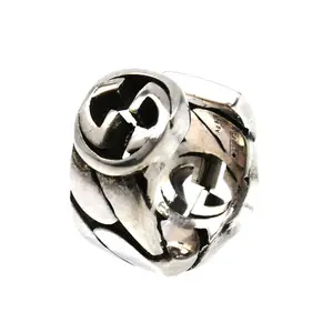 Pre-owned GUCCI Sterling Silver 925 (Ag925) Small Leather Goods Interlocking G Silver Ear Cuff