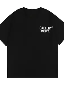 Gallery Dept. Letter Print Short Sleeve T-Shirt, High Street Fashion, Left Chest Simple Logo Design, Men's Daily Wear