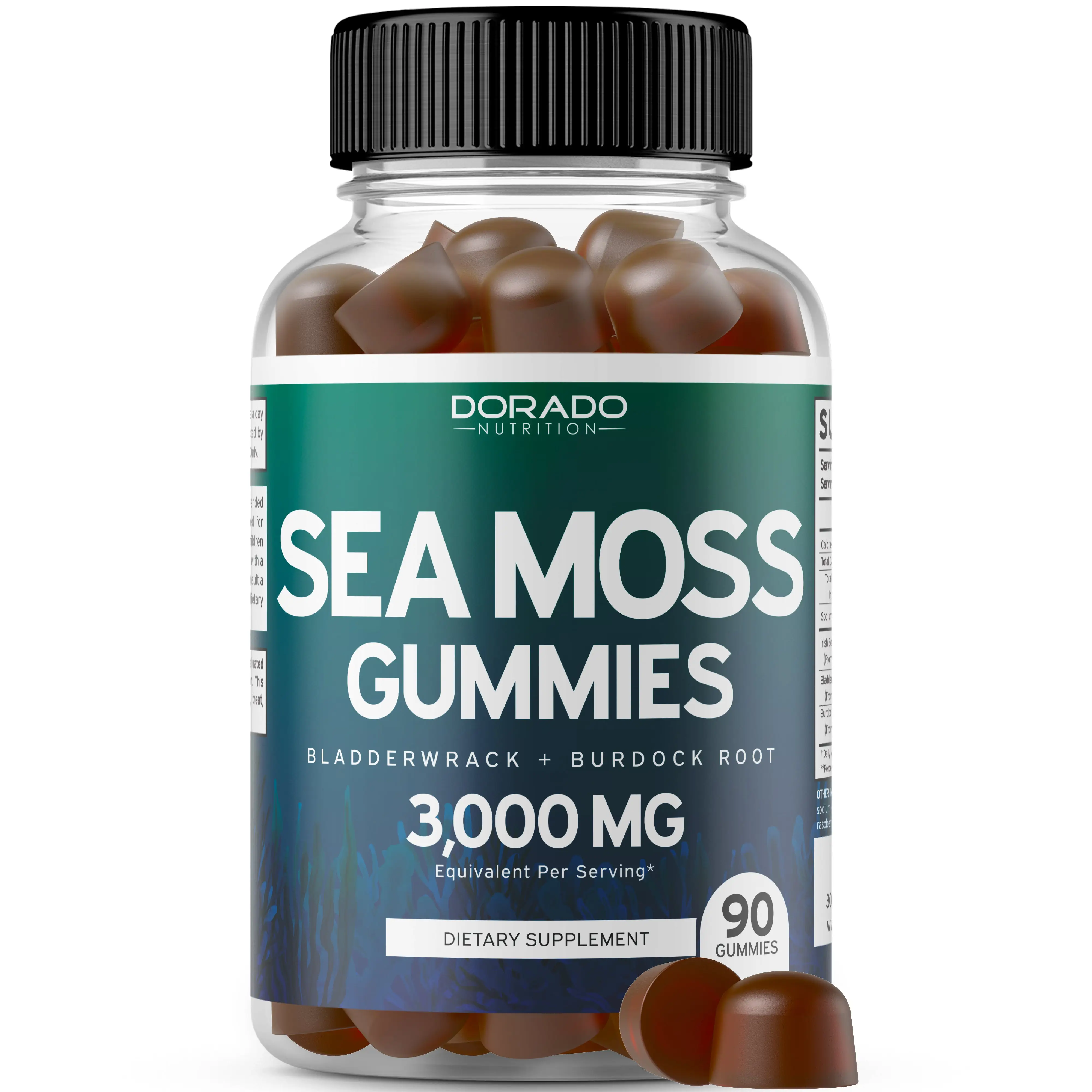 IRISH SEA MOSS GUMMIES (90 Gummies) Wth Bladderwrack and Burdock Root - Natural Supplement