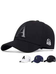 Unisex a Letter Leather Patch Embroidered Baseball Cap, Adjustable Sun Protection Casual Hat for Men Women Spring Fall Outdoor Travel Beach Party, Adjustable Sunscreen Hat