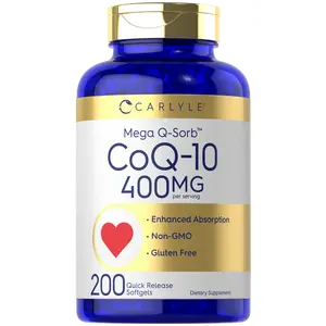 Carlyle Coq10 400mg Softgels | 200 Count | Non-GMO and Gluten Free Supplement | High Absorption