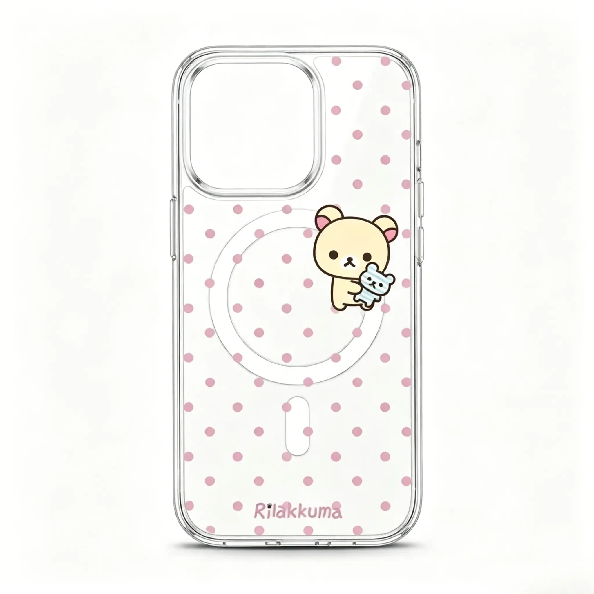 Cute Y2K Rilakkuma Bright Polka Dots INS Magsafe Phone Cases For iPhone 17 16 15 14 13 12 11 Promax Pro Air Plus Wireless Charging Transparent Shockproof Cover Protection Gifts For Christmas Halloween Birthday