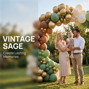 Sage Green Ivory White Jungle Safari Balloon Garland Set 5/10 Inch Latex Balloons for Wild One Birthday Backdrop