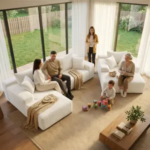 Modular Corduroy Cloud Sofa L-shaped modular living room sofa set and single-person cinema sofa set, separate-style home living room sofa set, indoor sofa, multiple combination modes room reading bedroom soft plush flexible