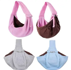 Hands-Free Reversible Small Dog Cat Sling Carrier Bag Travel Tote Soft Comfortable Puppy Kitty Rabbit Double-Sided Pouch Shoulder Carry Tote Handbag