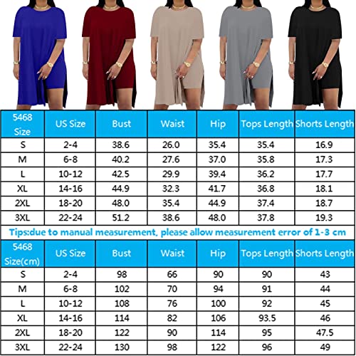 Women 2 Piece Outfits Lady Crewneck Short Sleeve Tunic Tops and Skinny Biker Shorts Sets Tracksuits Casual Soft comfortable Loose and flowy Womenswear Clothes Leggings Stylish Holiday summer party rave Outfits