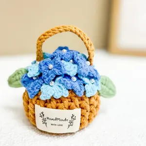 Handmade Crochet Hydrangea in Basket – Forever Blooming Floral Decor & Unique Gift