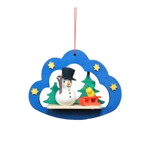 212 MAIN ULBR Christian Ulbricht Hanging Type Ornament - Snowman in Blue Cloud, Christmas Festive Decoration