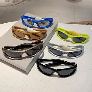 Y2K Futuristic Wraparound Sunglasses for Women and Men, Trendy Small Frame Shield Shades with UV400 Protection, Lightweight Retro Sport Glasses for Festivals, Cycling, Street Style & Travel