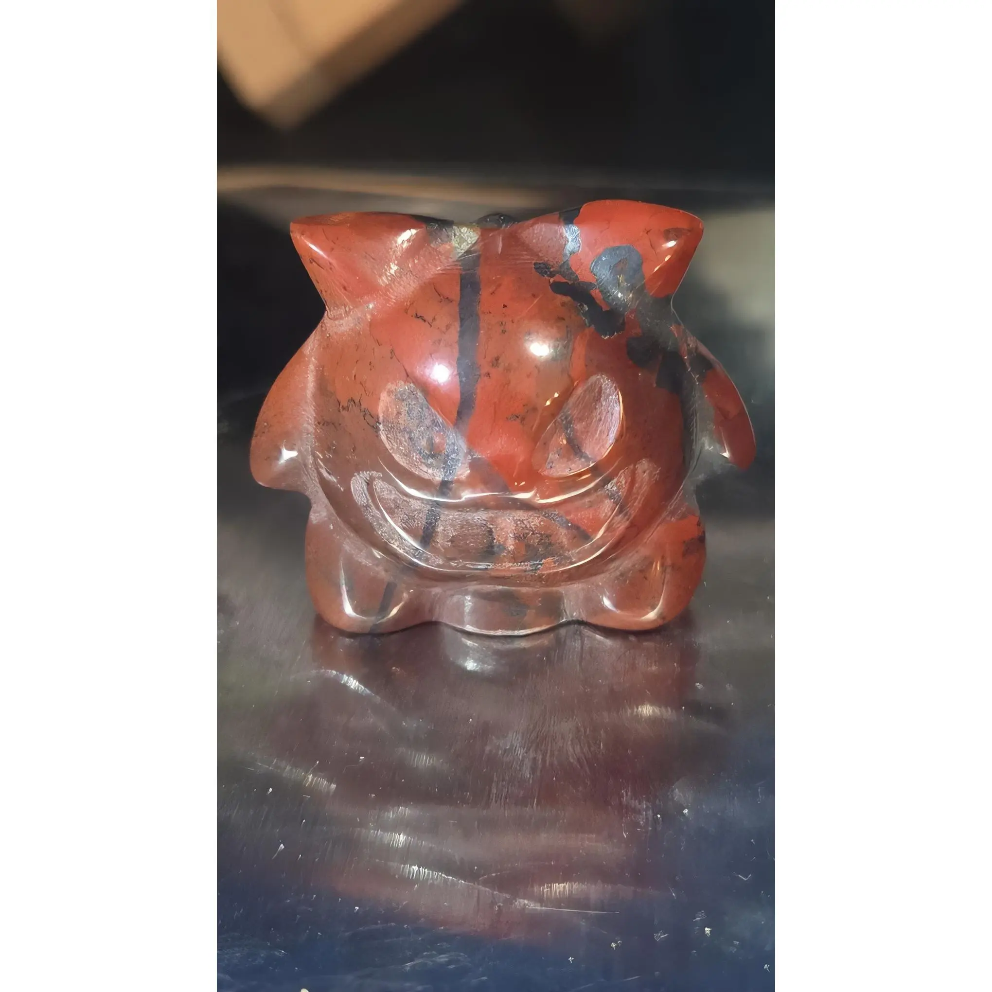 Mahogany Obsidian Gengar Statue - Unique Red and Black Design, $10 Price, Perfect for Collectors and Enthusiasts