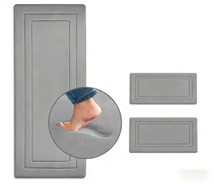 3 Piece Grey Memory Foam Bathroom Rug Set, Ultra Soft Coral Velvet Bath Mats, Non Slip Absorbent Washable Floor Mats for Tub Shower,Toilet