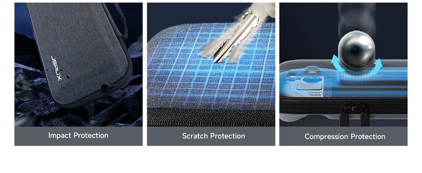 JSAUX Carrying Case Compatible with Steam Deck/ROG Ally/Switch 2, Protective Hard Shell Carry Case Built-in Charger & Docking Station Storage, Portable Travel Bag for Steam Deck OLED/ROG Ally X