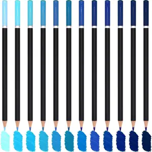 12 Colors Blue Colored Pencils for Teens Adults, Oil Based Wooden Colored Pencil Set, Art Supplies for Artist Adults Coloring Drawing Sketching, Pre-sharpened
