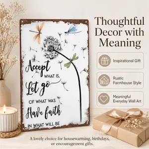 Vintage Dandelion Sign Rustic Aluminum Wall Art 8x12 Inch Inspirational Quote Nature Home Decor Uplifting Message No Electricity Needed Motivational W Decoration，SummerVibes