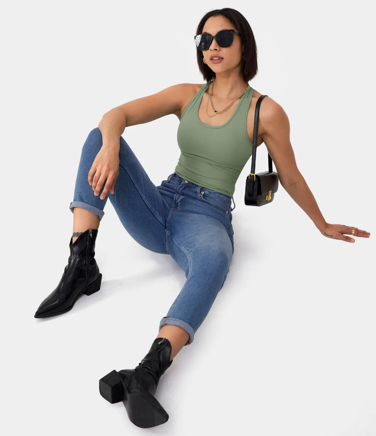 Halara Softlyzero️ plush U Neck Backless Racerback Cut Out Cropped Yoga Tank Top Women