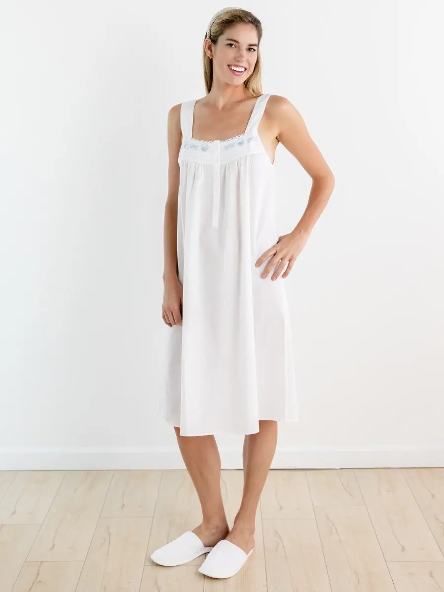 Seaside White Cotton Nightgown