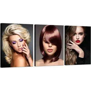 Hair Salon Canvas Art Print – Fashion Hair Styling Photo in Artistic Design, a Ready-to-Hang Decor for Barbershops, Beauty Salons, Bedrooms, or Kitchen Ornaments.