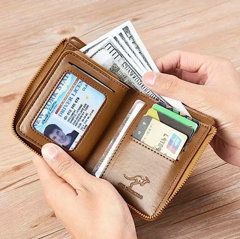 Mens RFID Blocking Leather Wallet Credit Card ID Holder Zipper Purse Waterproof