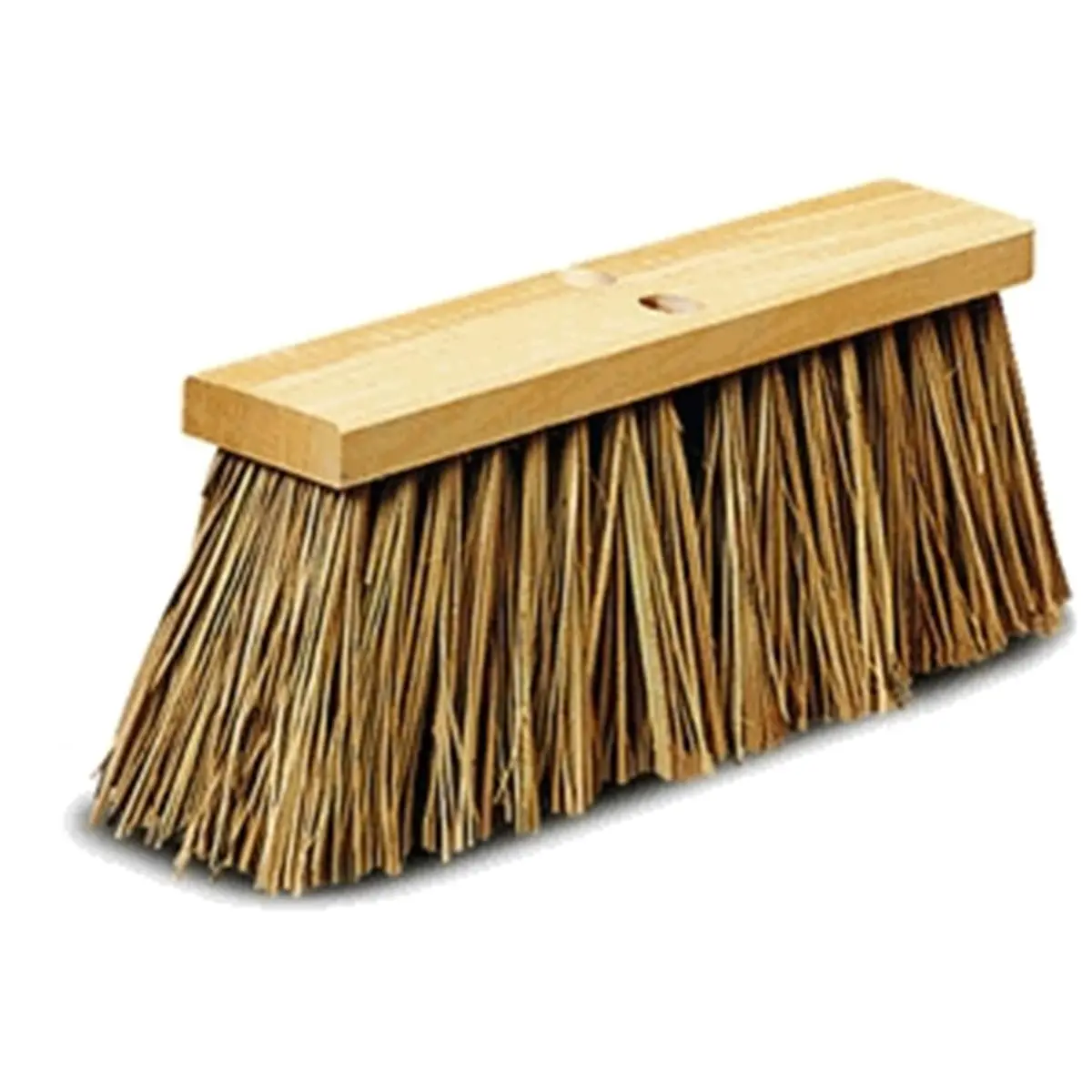 212 MAIN Street Wood Broom - 18 inches, Tapered Hole, Threaded Handle, Palmyra Stalk Bristles, Excellent for Boardwalk, Bulk & Heavy Trash Sweeping, With Handle