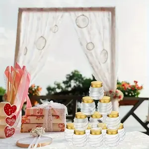 40 golden lid honey jars, plastic candy jars, wide-mouth containers, Plastic Kitchen Canisters, suitable for DIY gifts for parties and weddings, spices, jelly, and candy, Christmas, Halloween, Easter, Thanksgiving