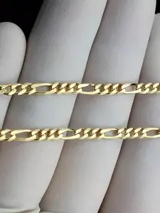 14k Plated Stainless Steel Figaro Chain Necklace, Unisex 3mm 18-24 Inch Link Simple Chocker Jewelry, Elegant Everyday Wear